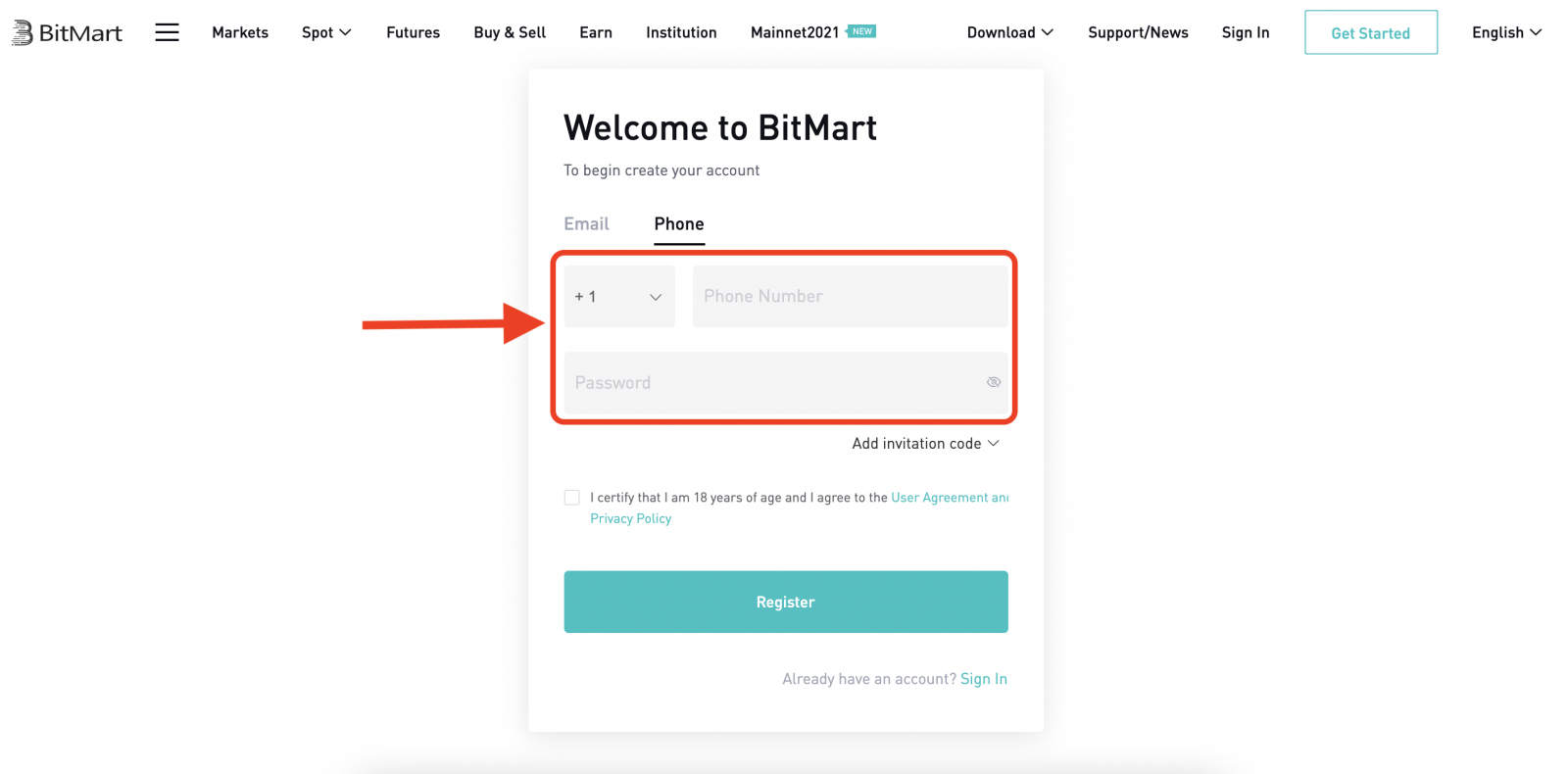 BitMart에 등록 및 출금하는 방법