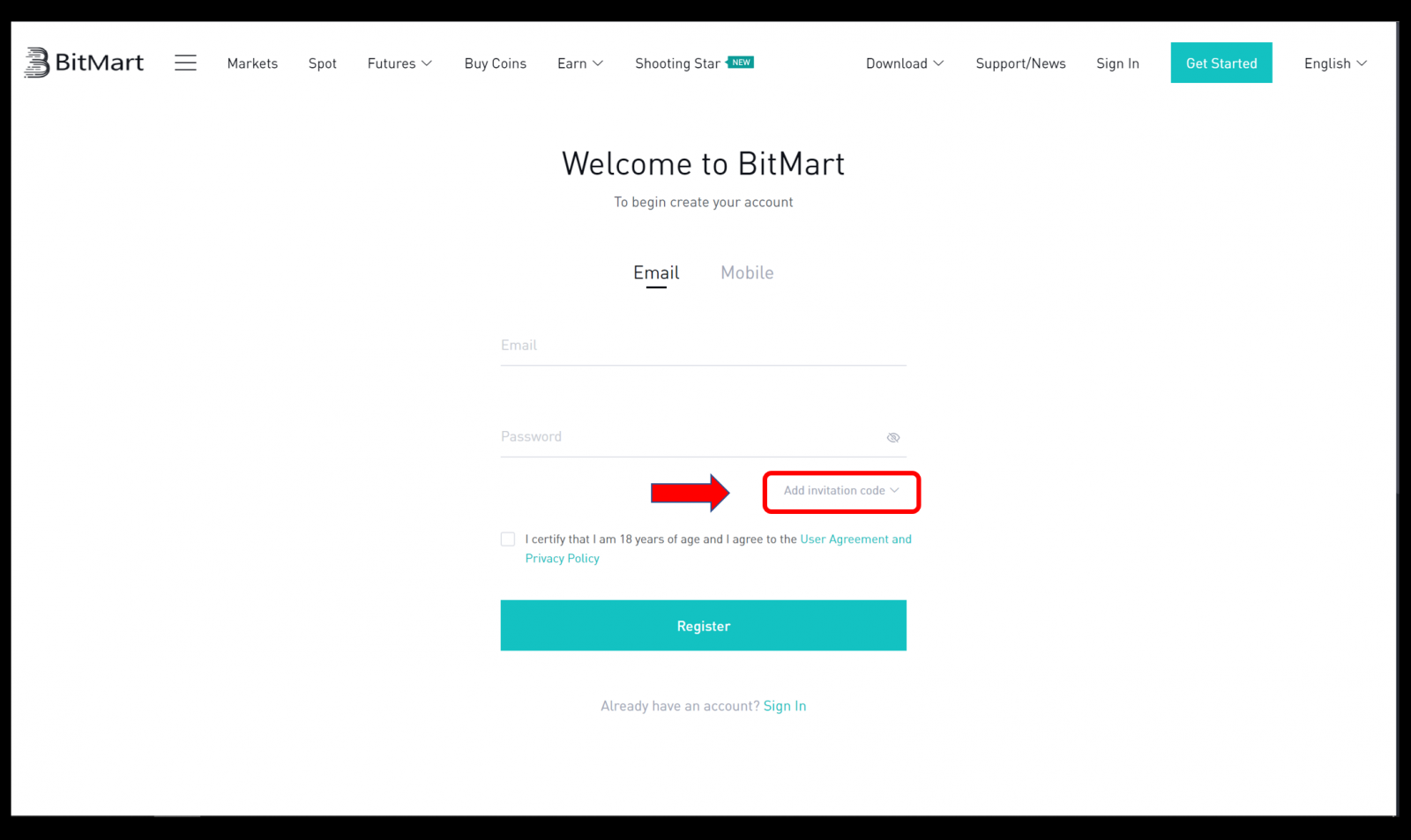 BitMart에서 계좌를 개설하고 인출하는 방법
