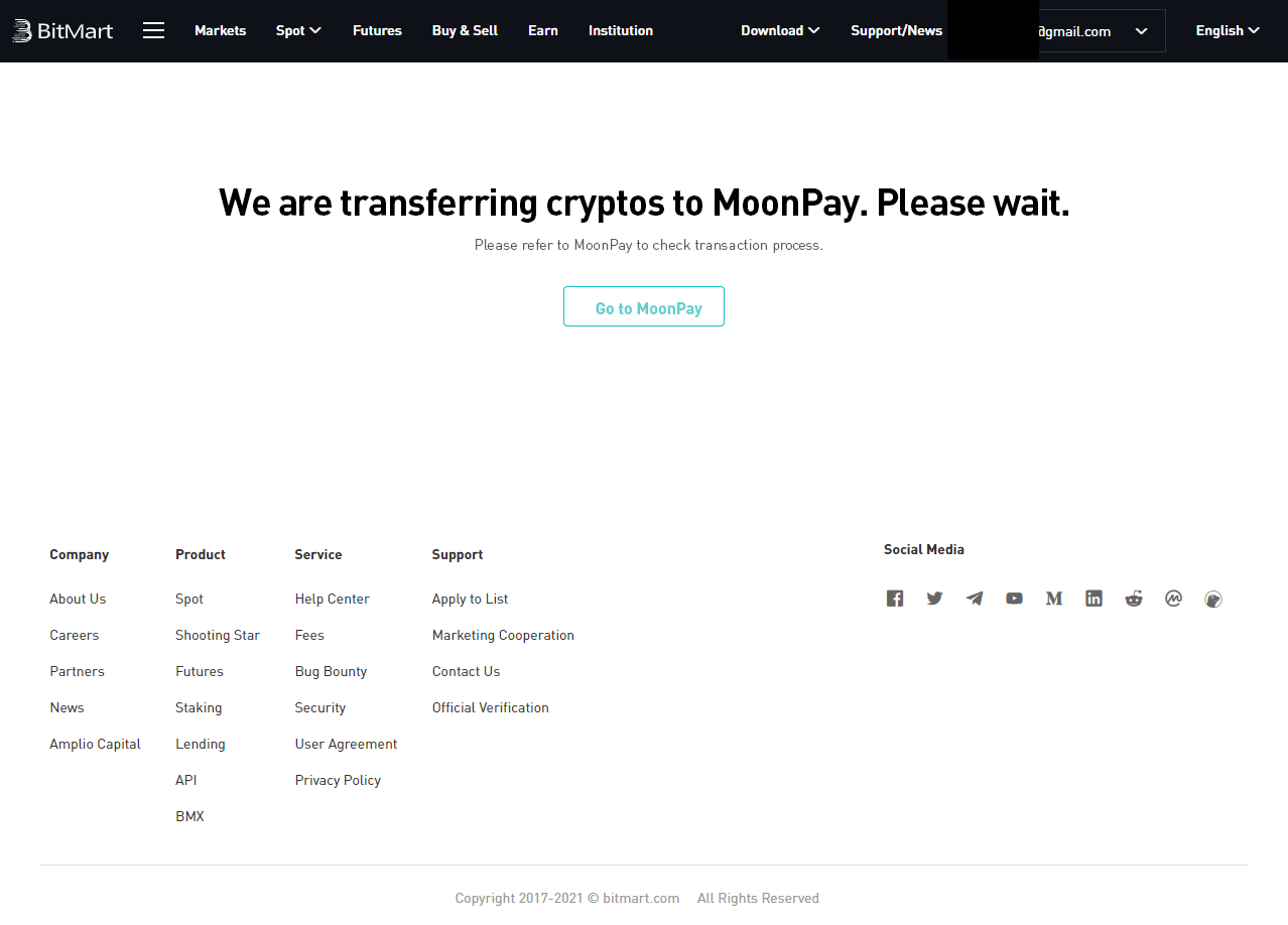Come vendere monete con MoonPay in BitMart