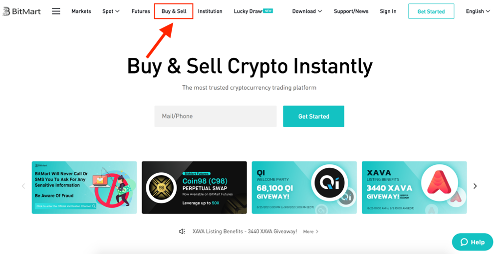 Come vendere monete con Simplex in BitMart
