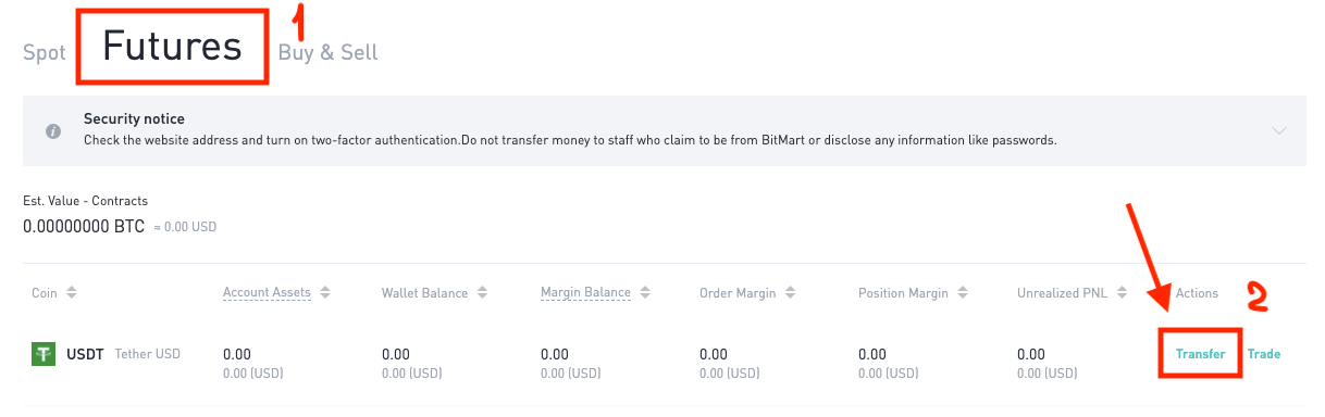 Come trasferire i miei fondi tra Spot, Futures e Buy & Sell in BitMart